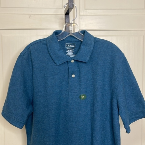 L.L. Bean Men’s Blue Short Sleeve Polo 1/4 Button Up Shirt Size M Tall - Picture 2 of 7